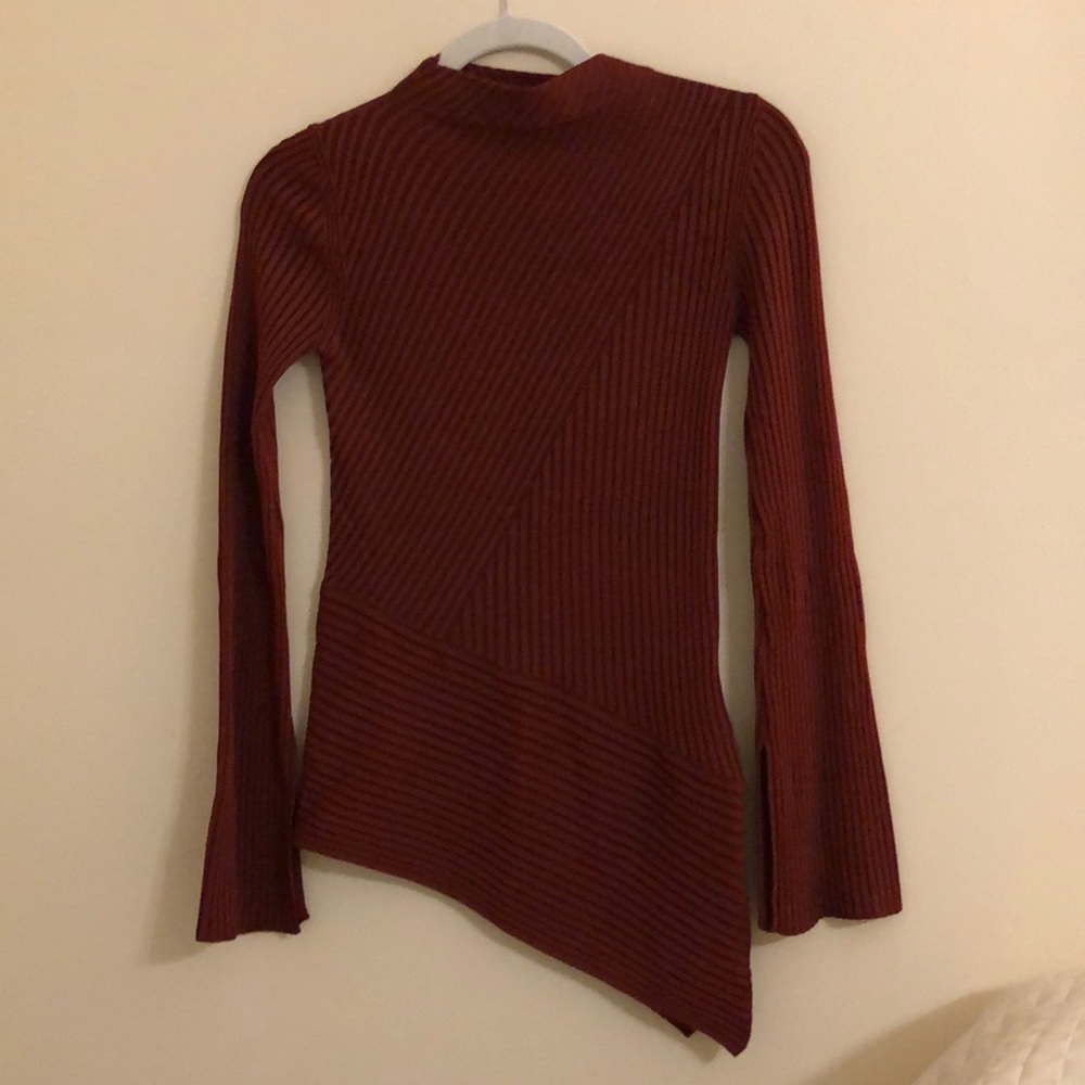 NWOT topshop ribbed slant-cut fitted top